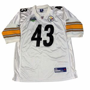 VTG Reebok NFL Pittsburgh Steelers Troy Polamalu Jersey Mens 56 Super Bowl XLIII